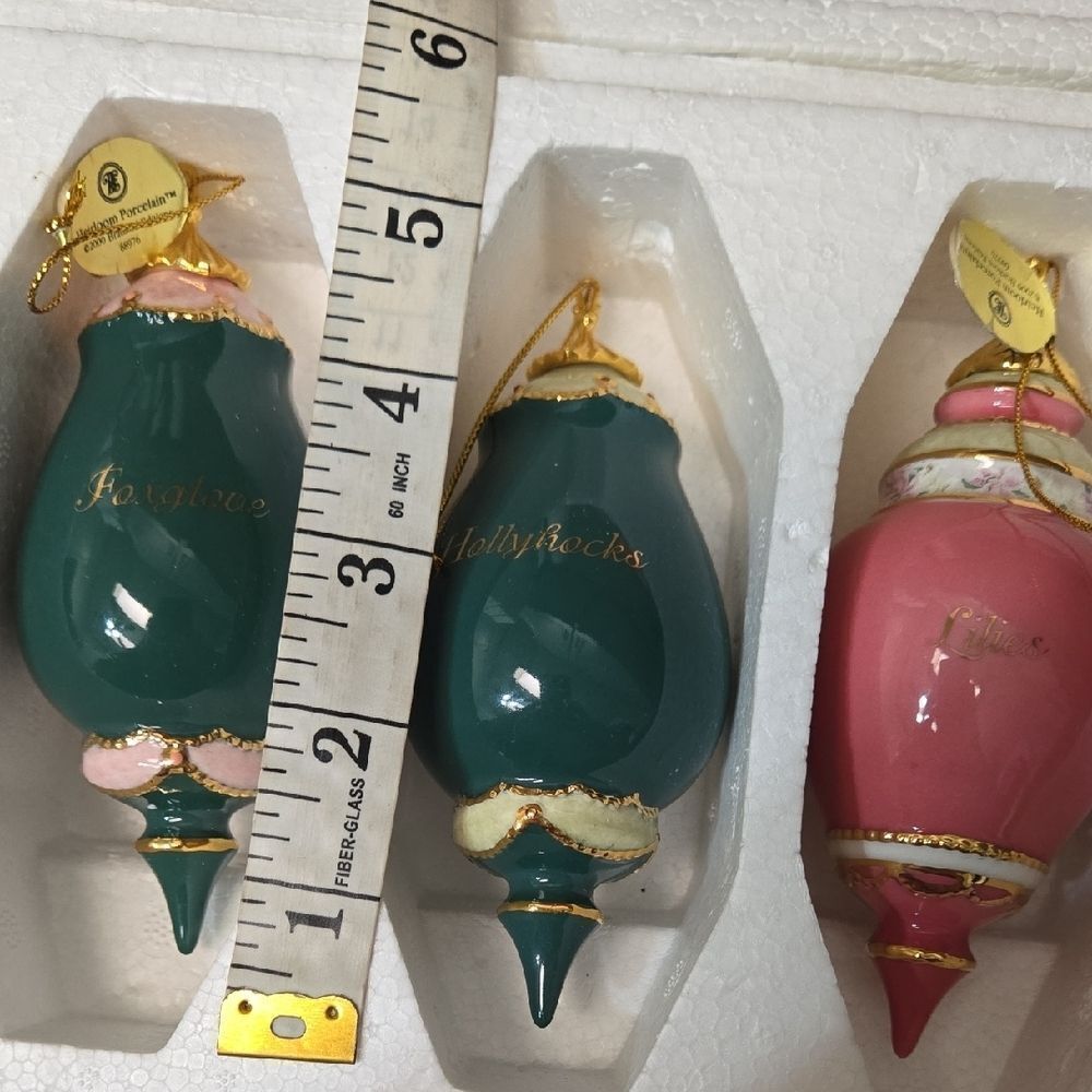 The Bradford Exchange Floral Ornament Set - Green and Pink - Picture 10 of 13